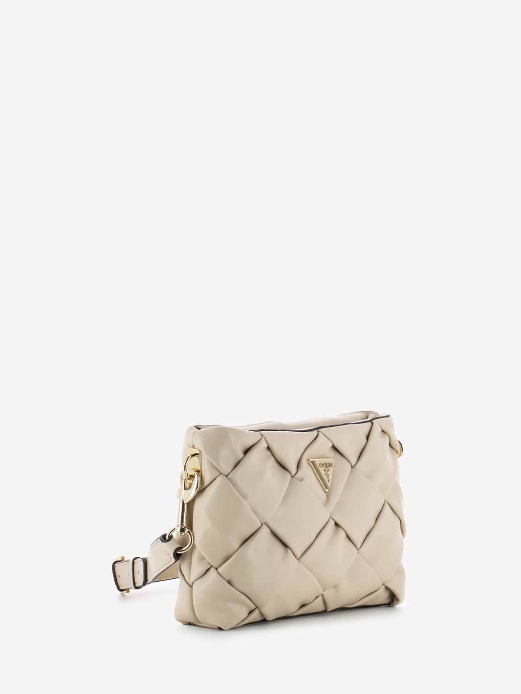 Top zip stone crossbody bag