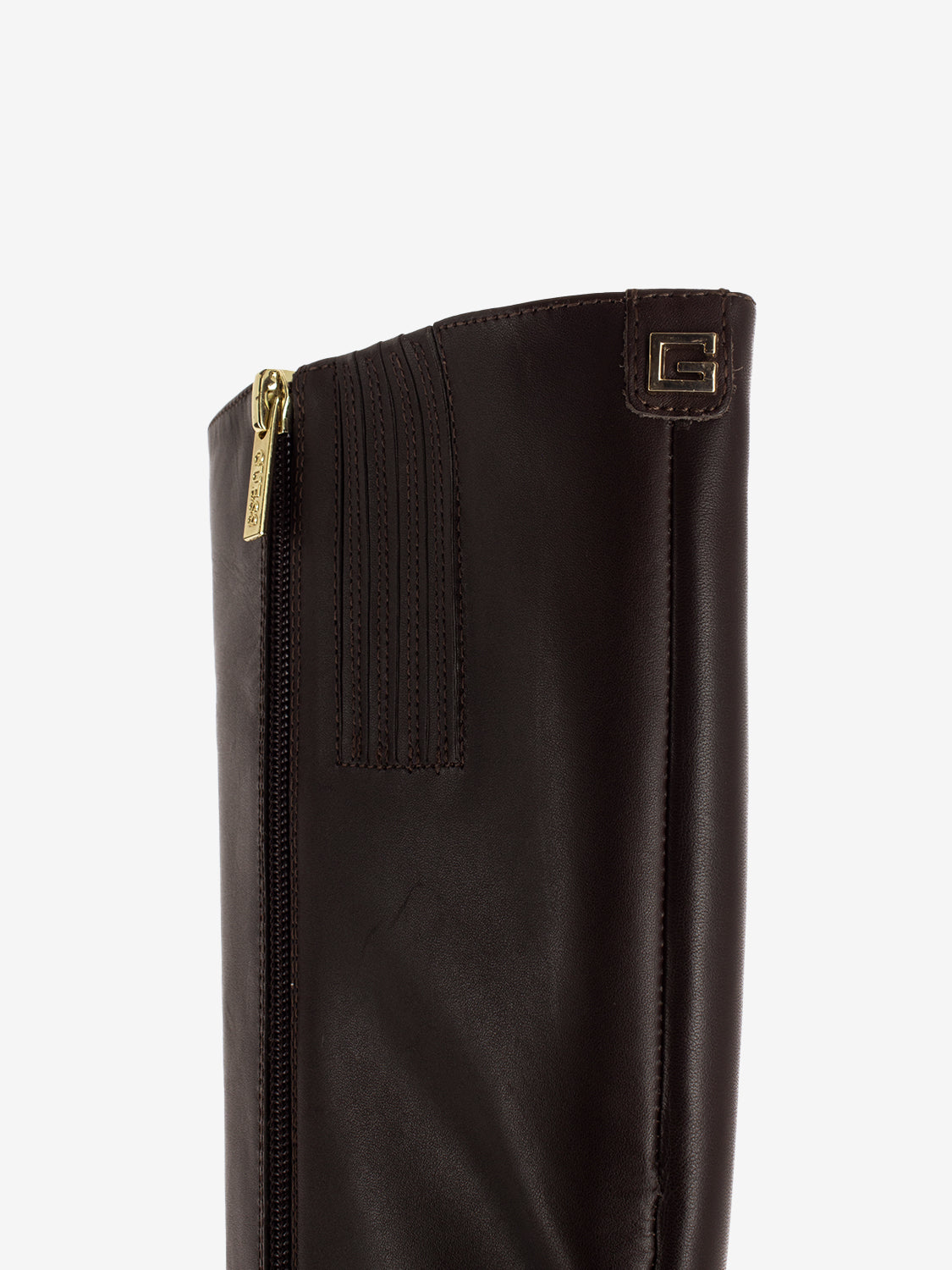 Brown leather heeled boots