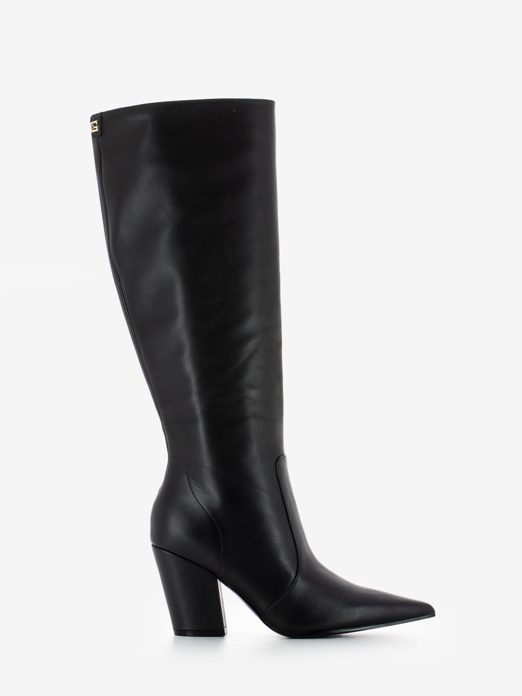 Stivali in pelle con tacco nero