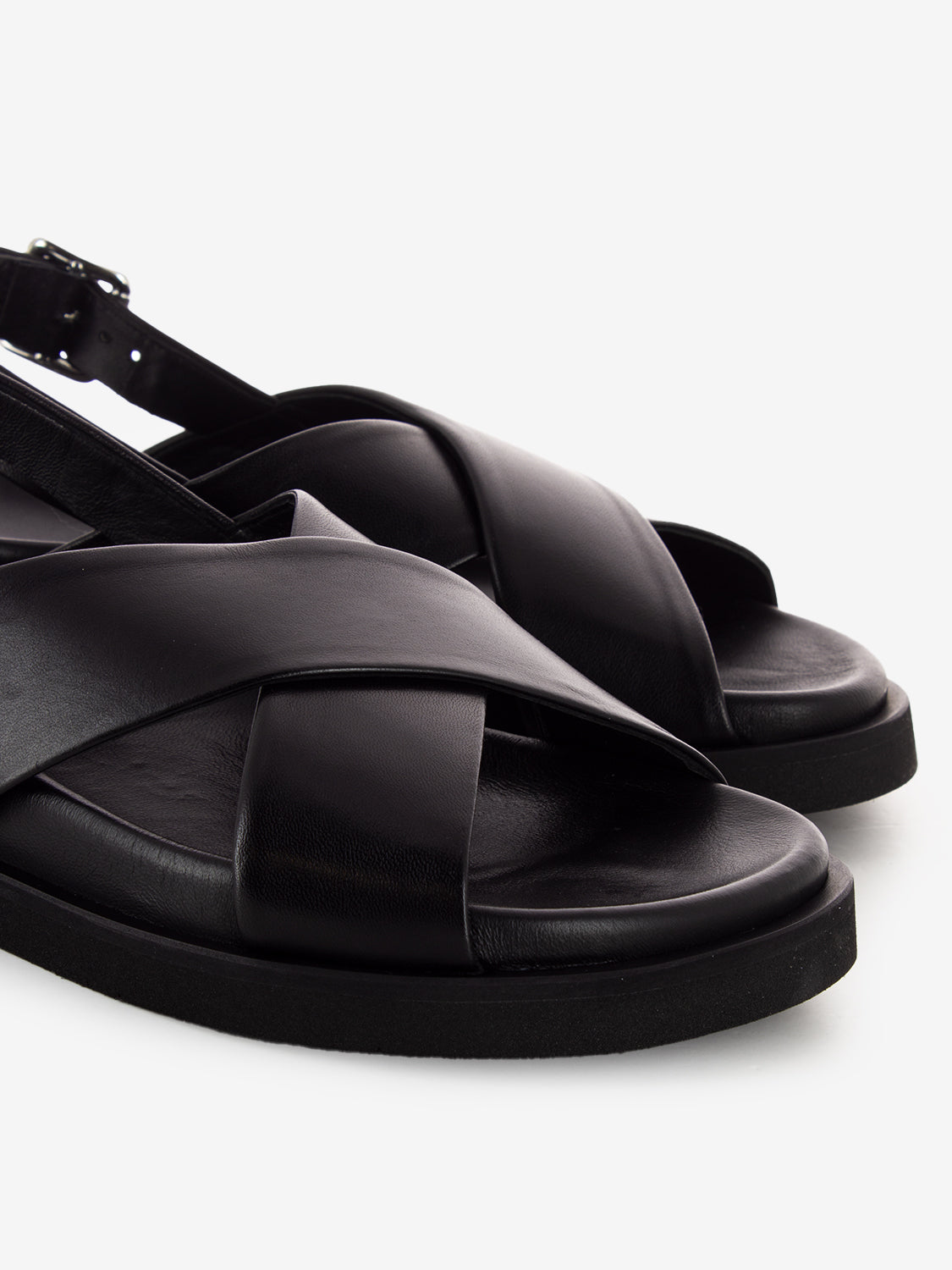 Sandali incrocio in nappa black