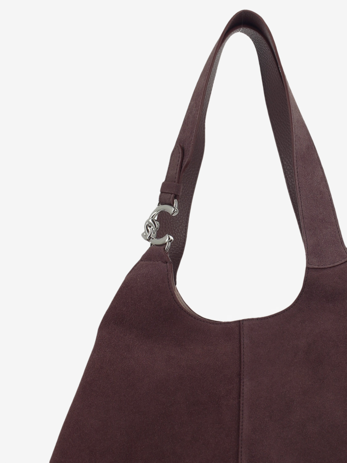 HANDBAG SUEDE LEATHER GRAINED BERRY E1THE110101_R49