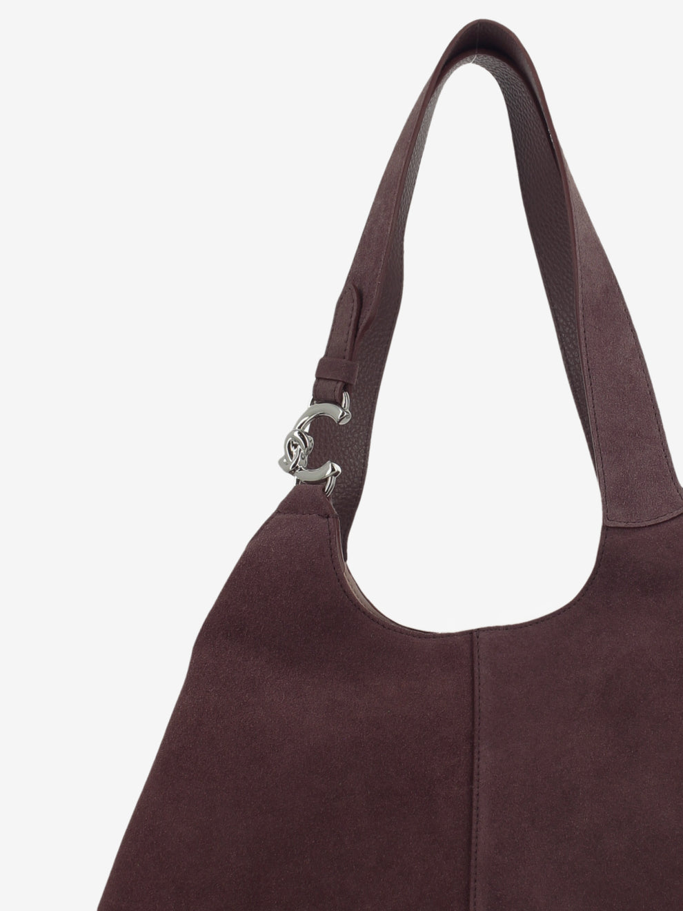 HANDBAG SUEDE LEATHER GRAINED BERRY E1THE110101_R49