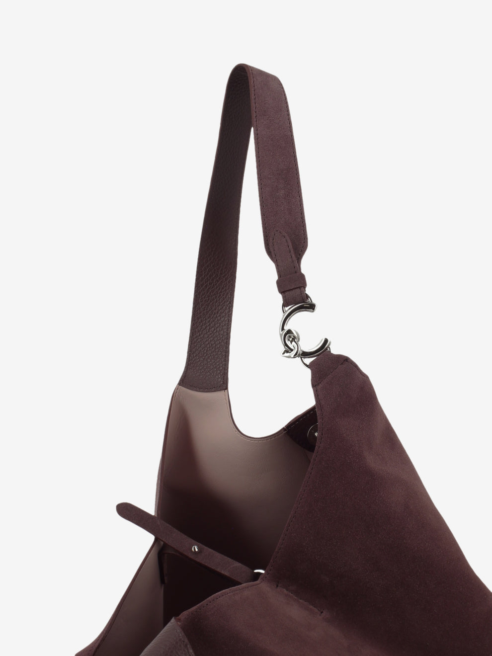 HANDBAG SUEDE LEATHER GRAINED BERRY E1THE110101_R49