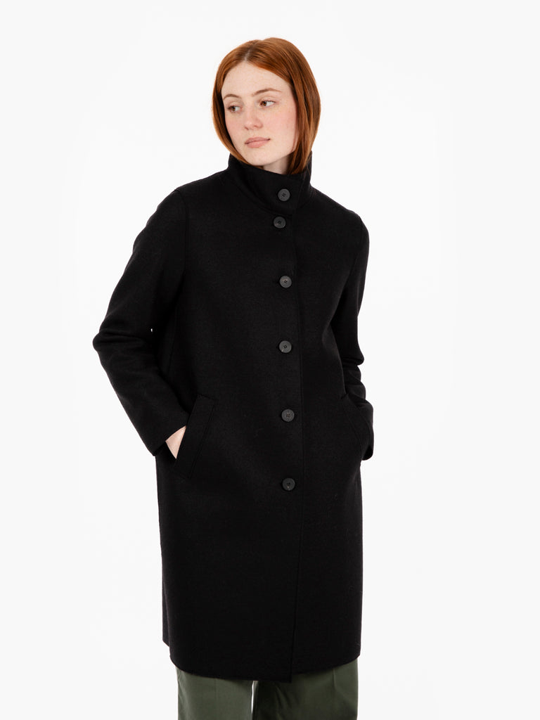 HARRIS WHARF LONDON - Egg shaped coat pressed wool black