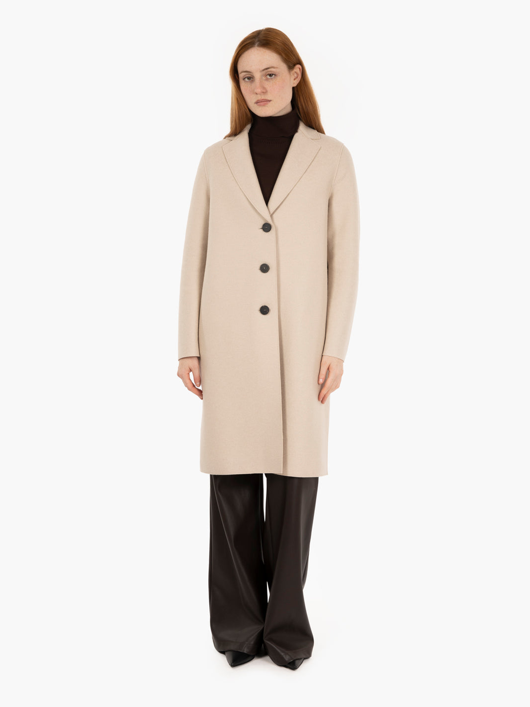 Cappotto a ovetto pressed wool almond