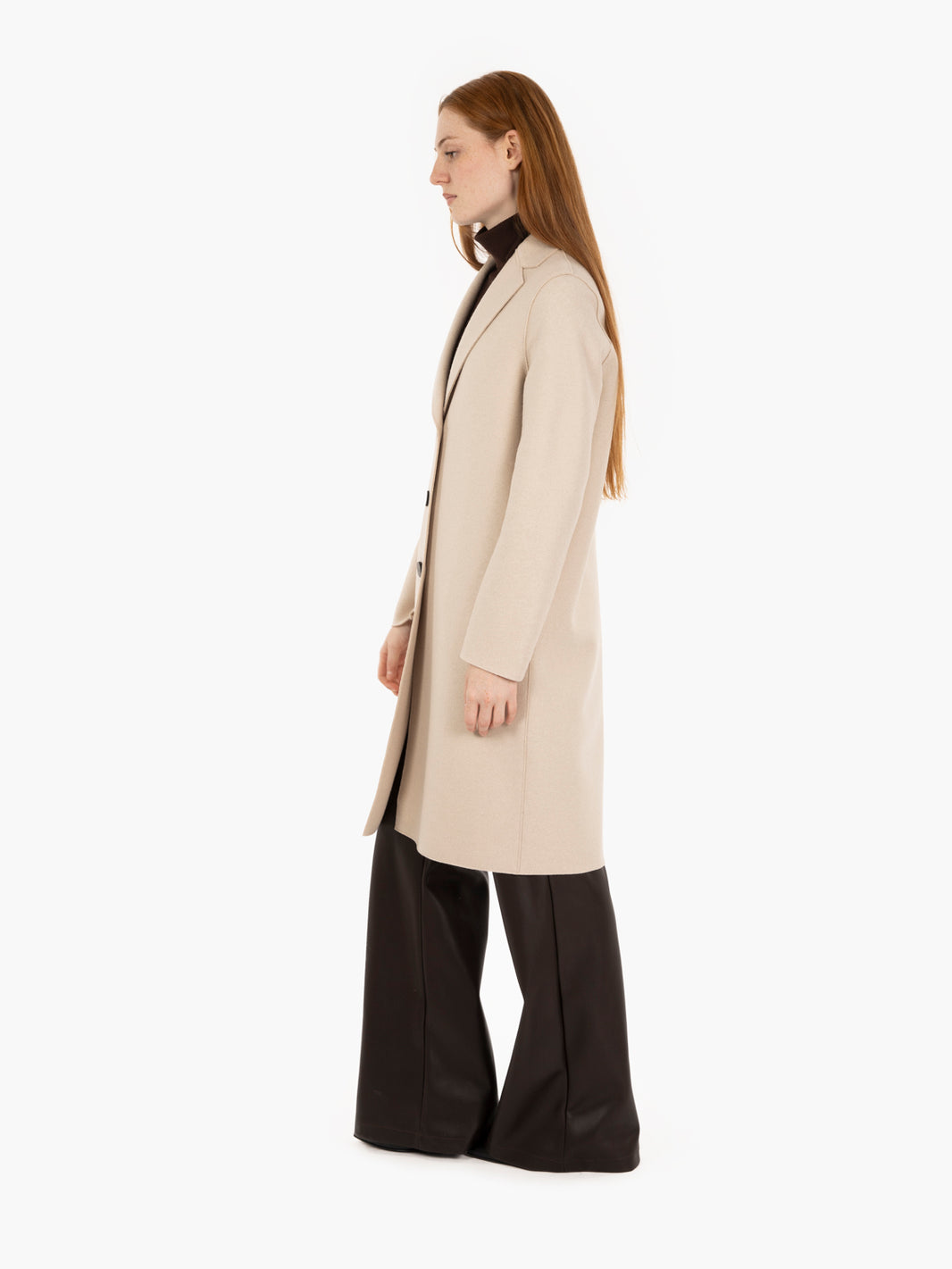Cappotto a ovetto pressed wool almond