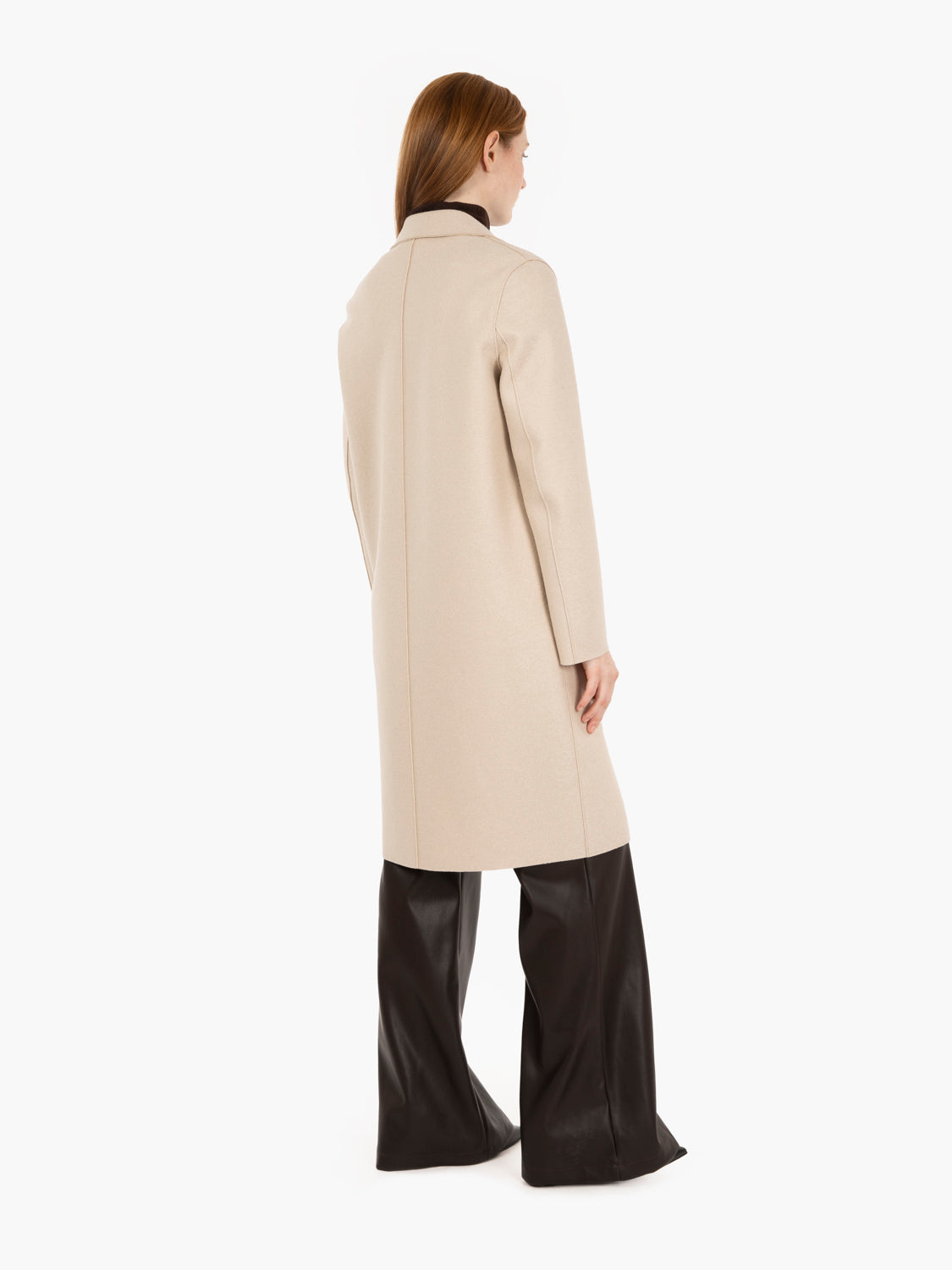 Cappotto a ovetto pressed wool almond