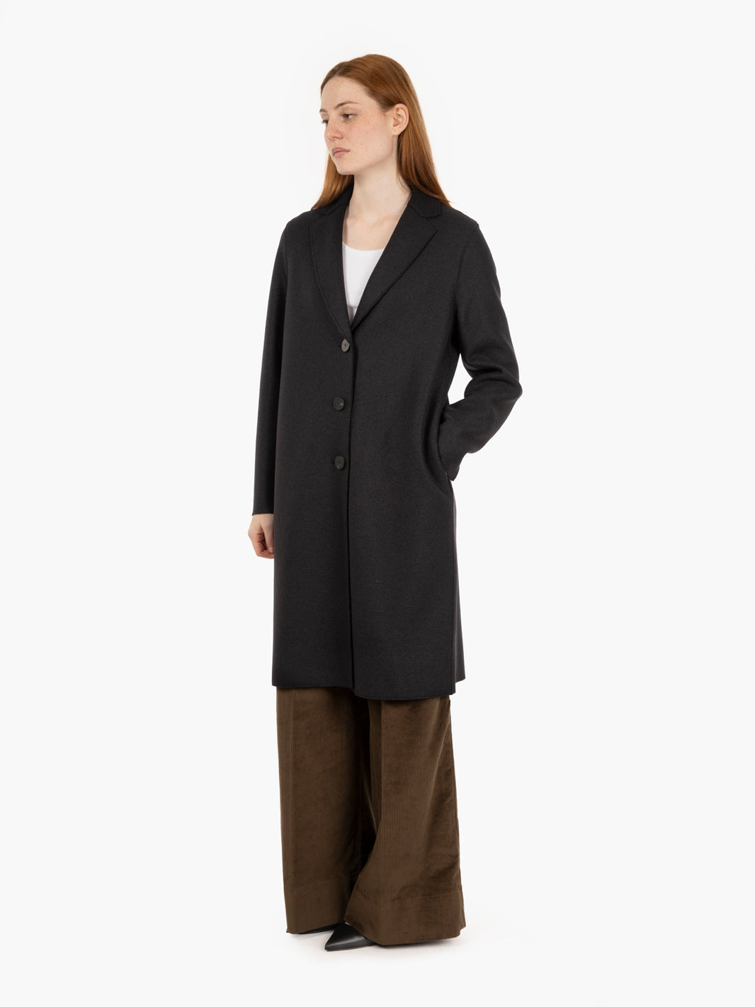 Cappotto a ovetto pressed wool black
