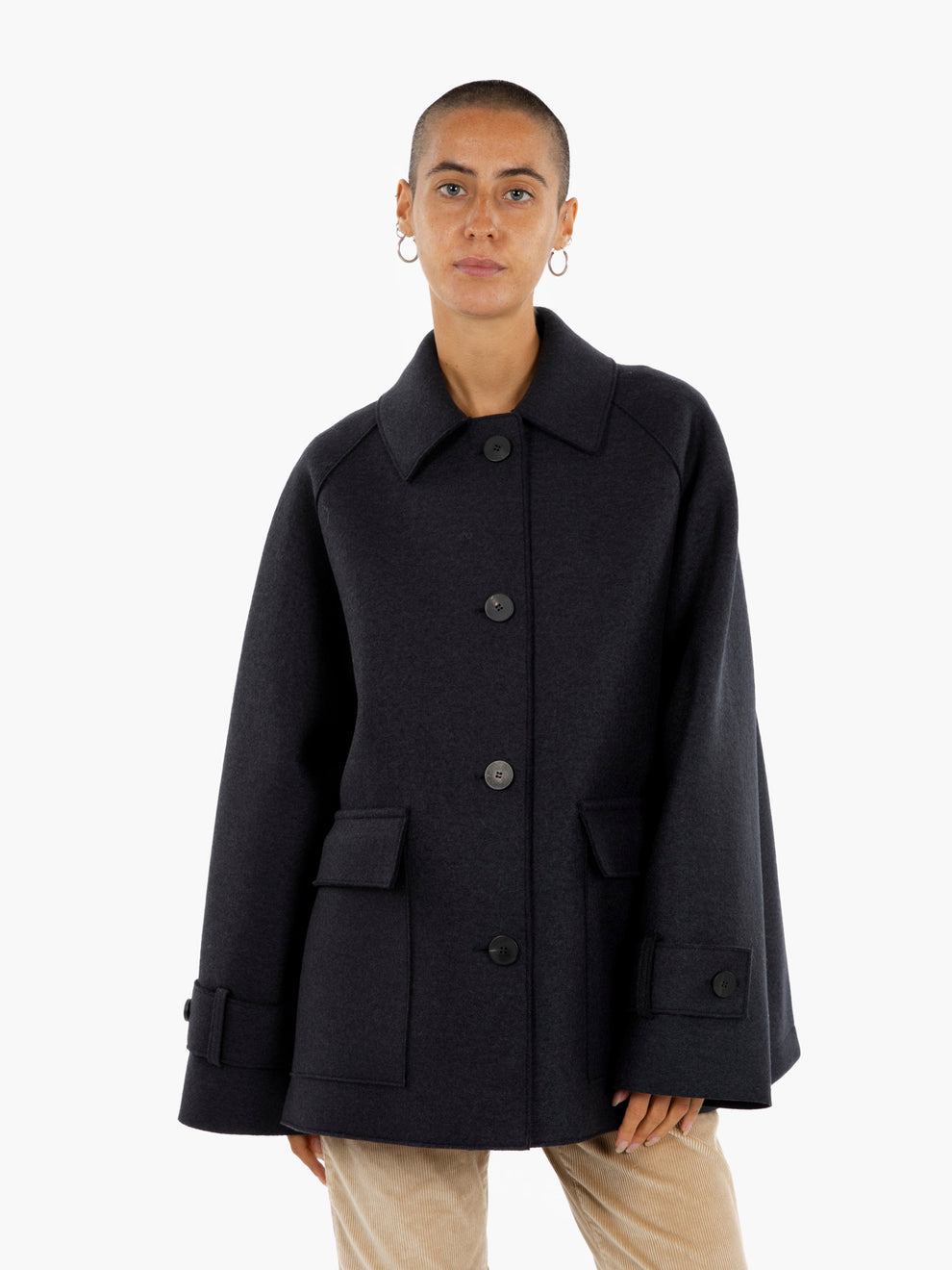 Cappotto corto peacoat pressed wool dark blue