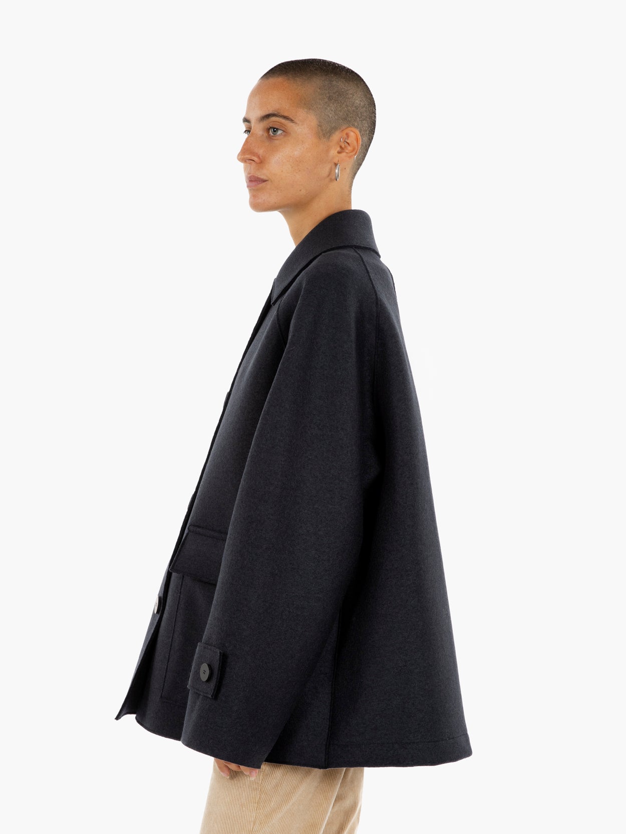 Cappotto corto peacoat pressed wool dark blue