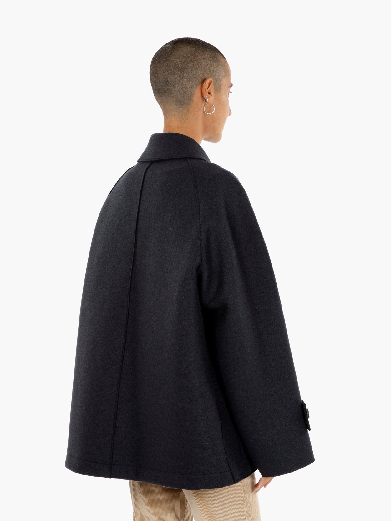 Cappotto corto peacoat pressed wool dark blue