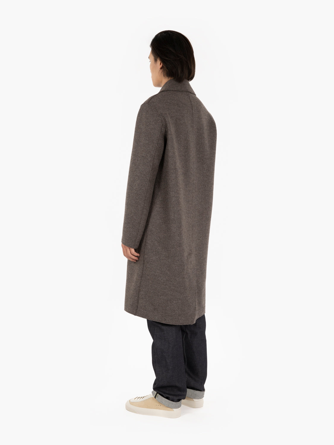 Cappotto doppiopetto in lana pressata brown / grey