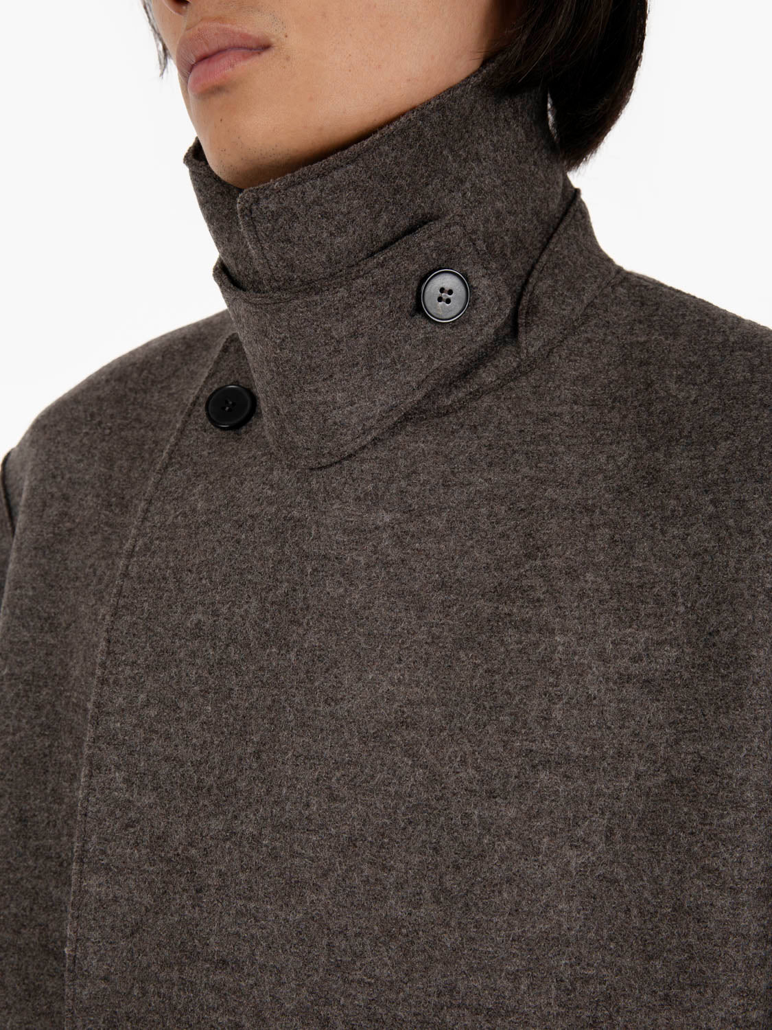 Cappotto doppiopetto in lana pressata brown / grey