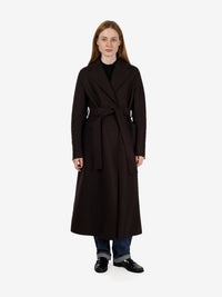 Cappotto lungo con fusciacca bordeaux