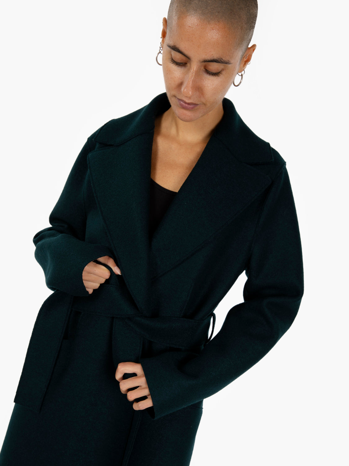 Long coat with green sash