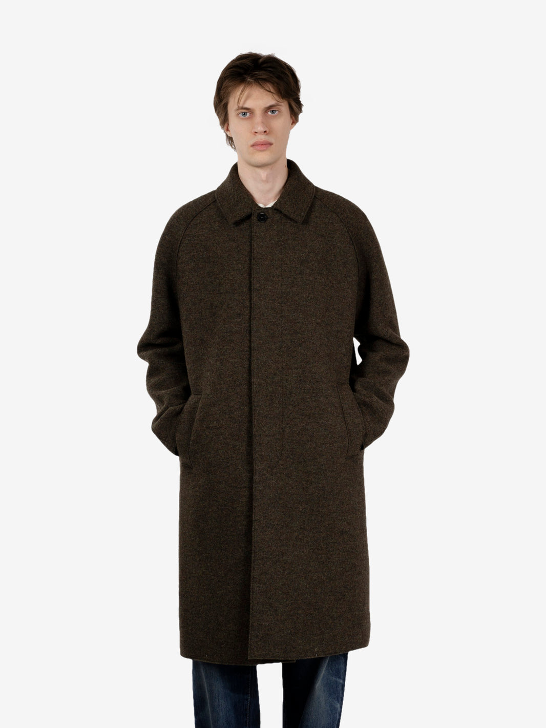 Long raglan coat brown / green