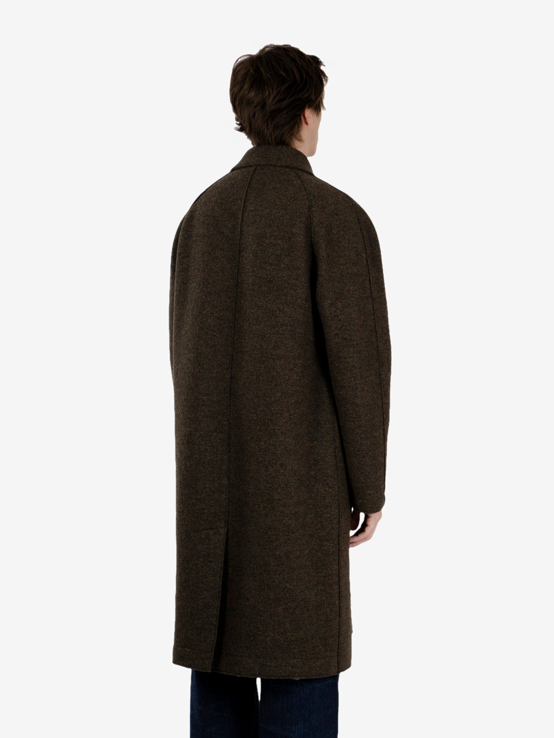 Long raglan coat brown / green