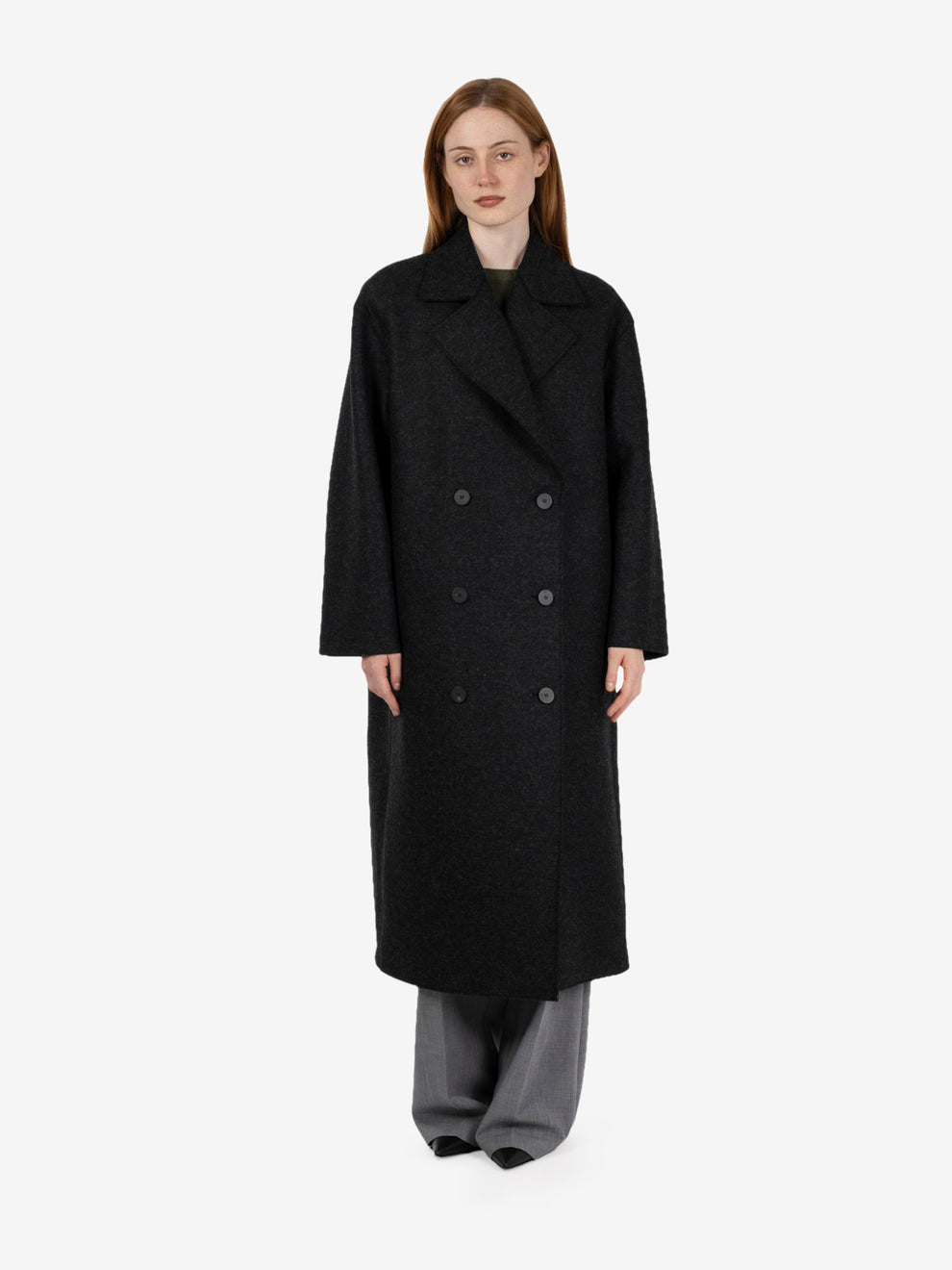 Cappotto over in lana antracite