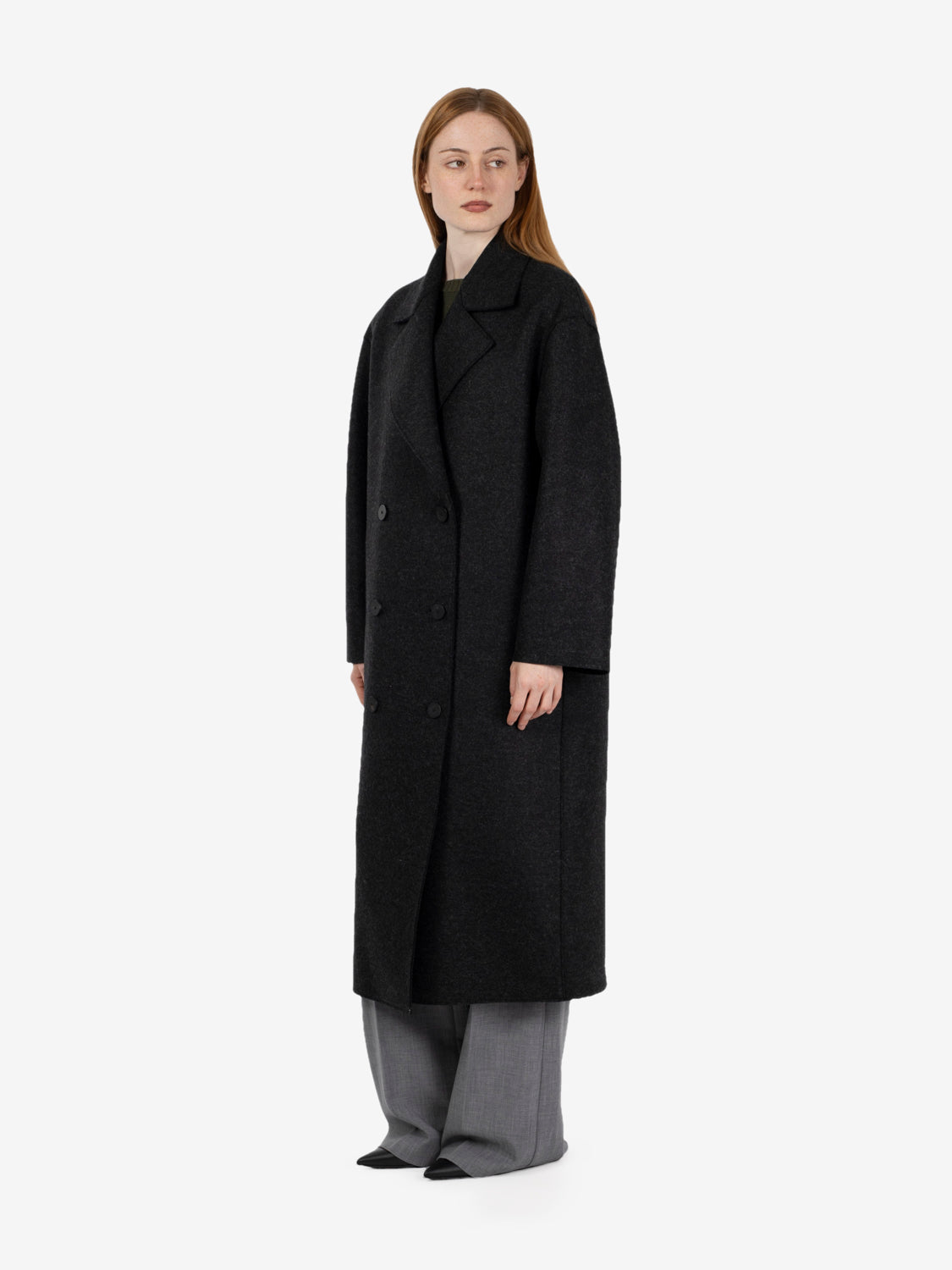 Cappotto over in lana antracite