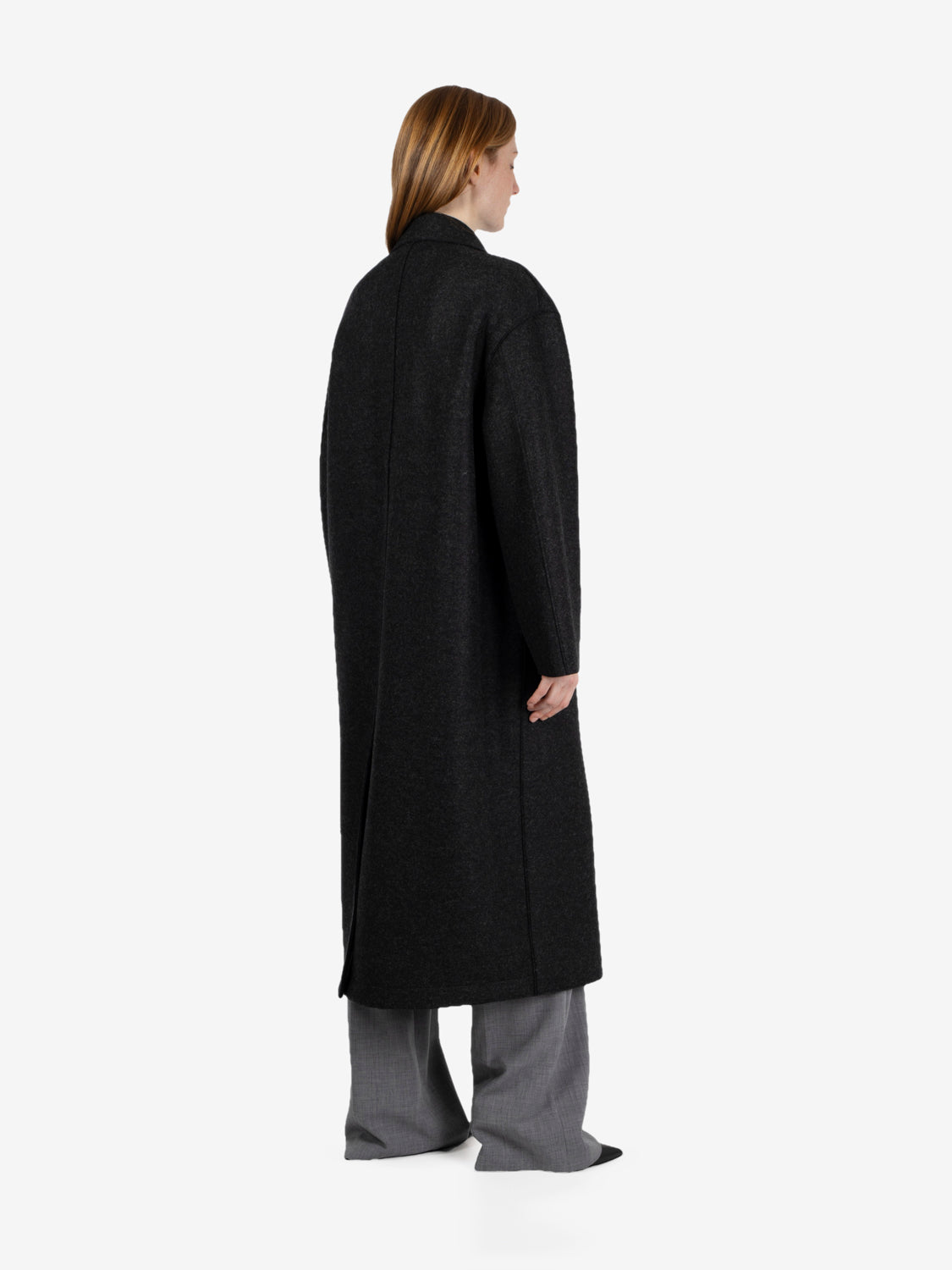 Cappotto over in lana antracite