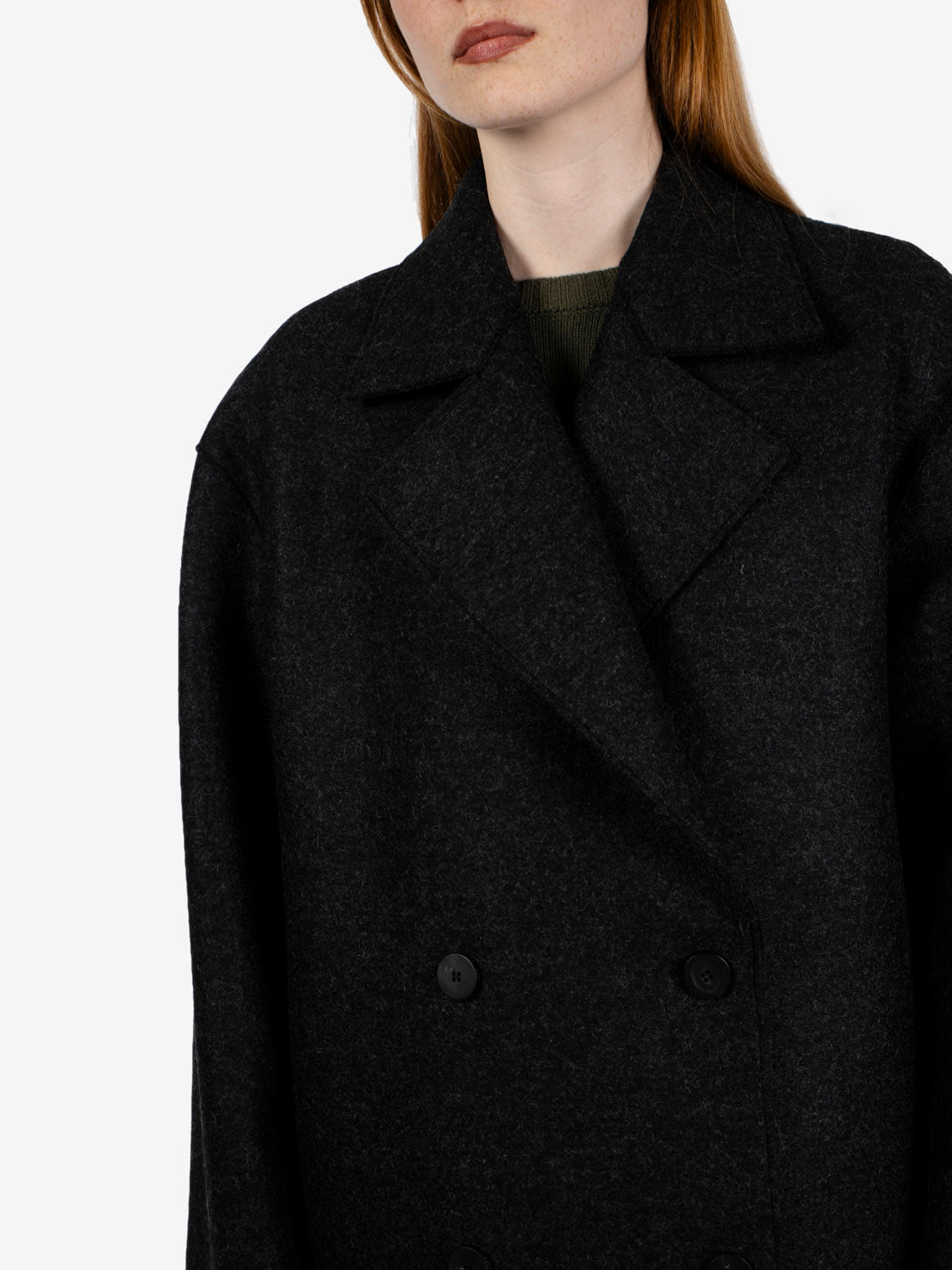 Cappotto over in lana antracite