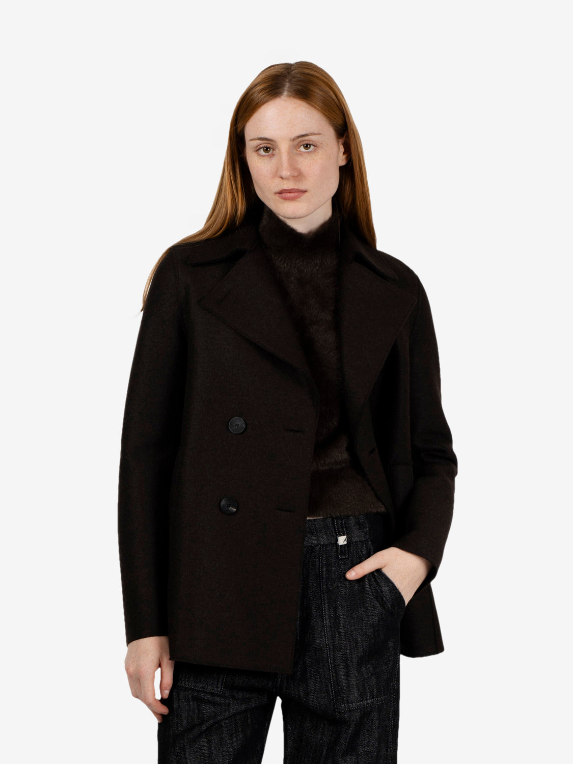 Cappotto peacoat pressed dark brown