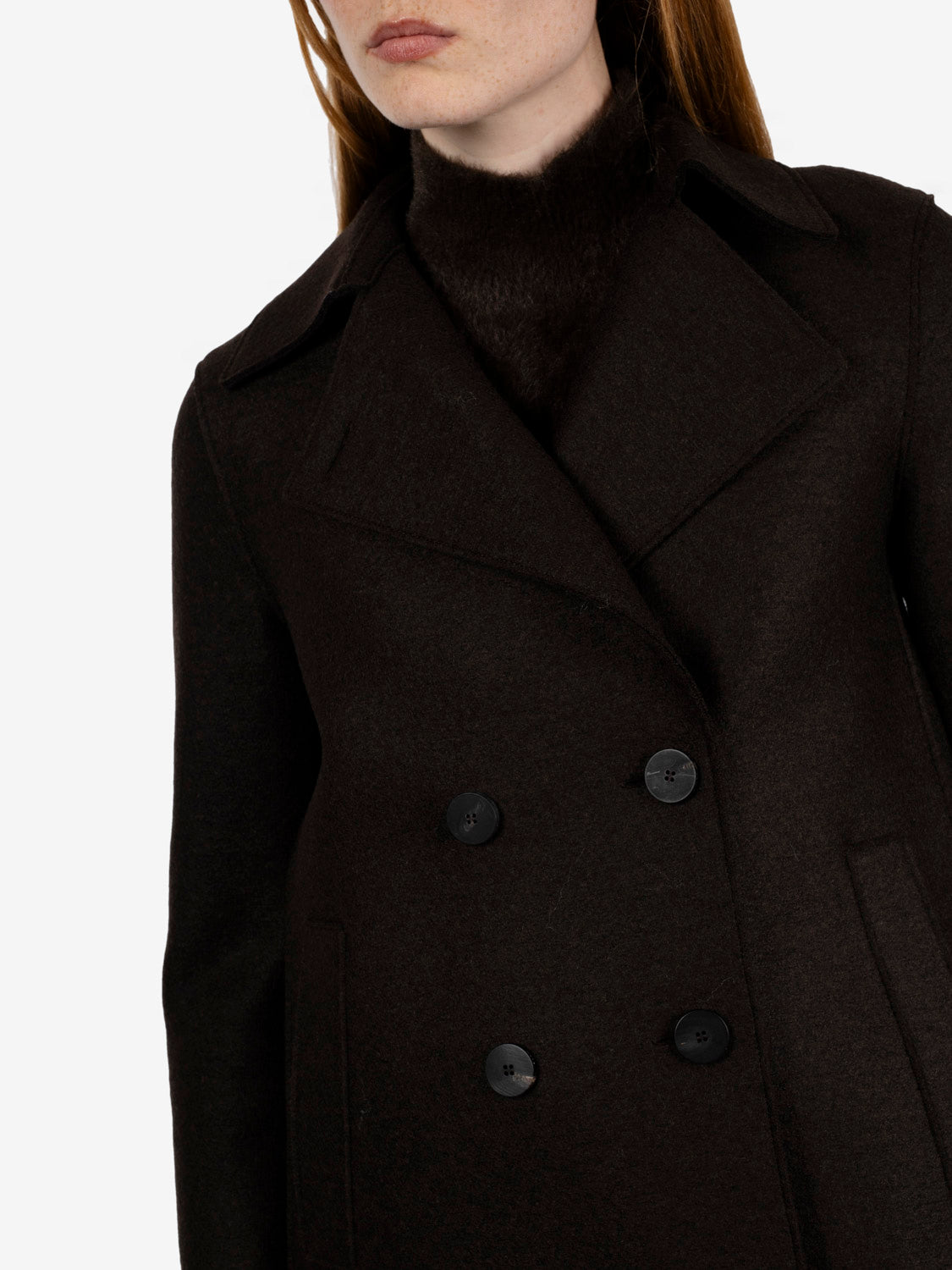 Cappotto peacoat pressed dark brown