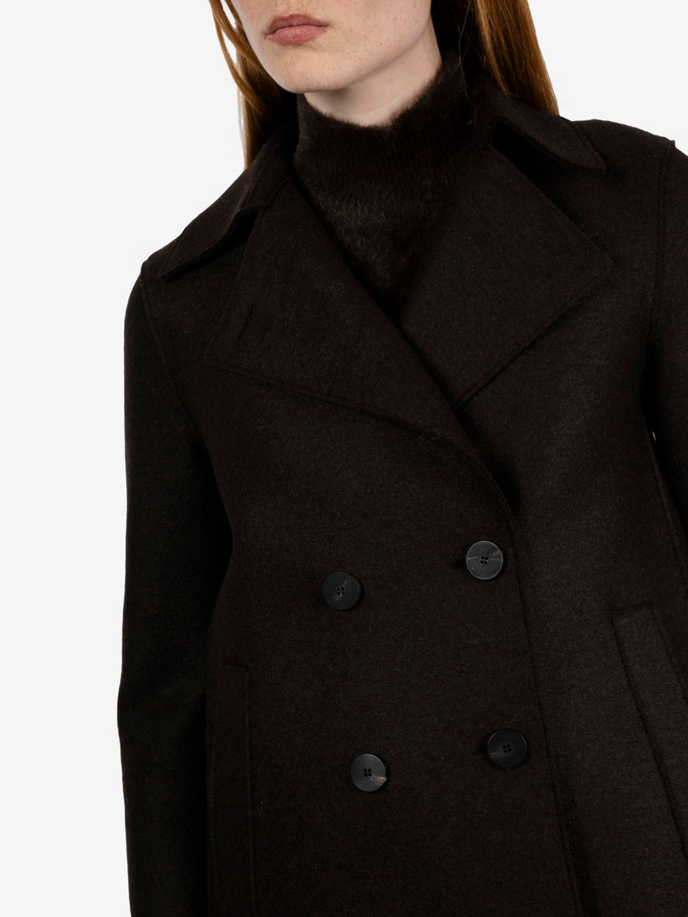 Cappotto peacoat pressed dark brown