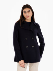 HARRIS WHARF LONDON - Cappotto peacoat pressed wool navy blue