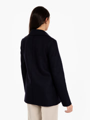 HARRIS WHARF LONDON - Cappotto peacoat pressed wool navy blue