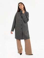 HARRIS WHARF LONDON - Egg shaped coat pressed wool middle grey