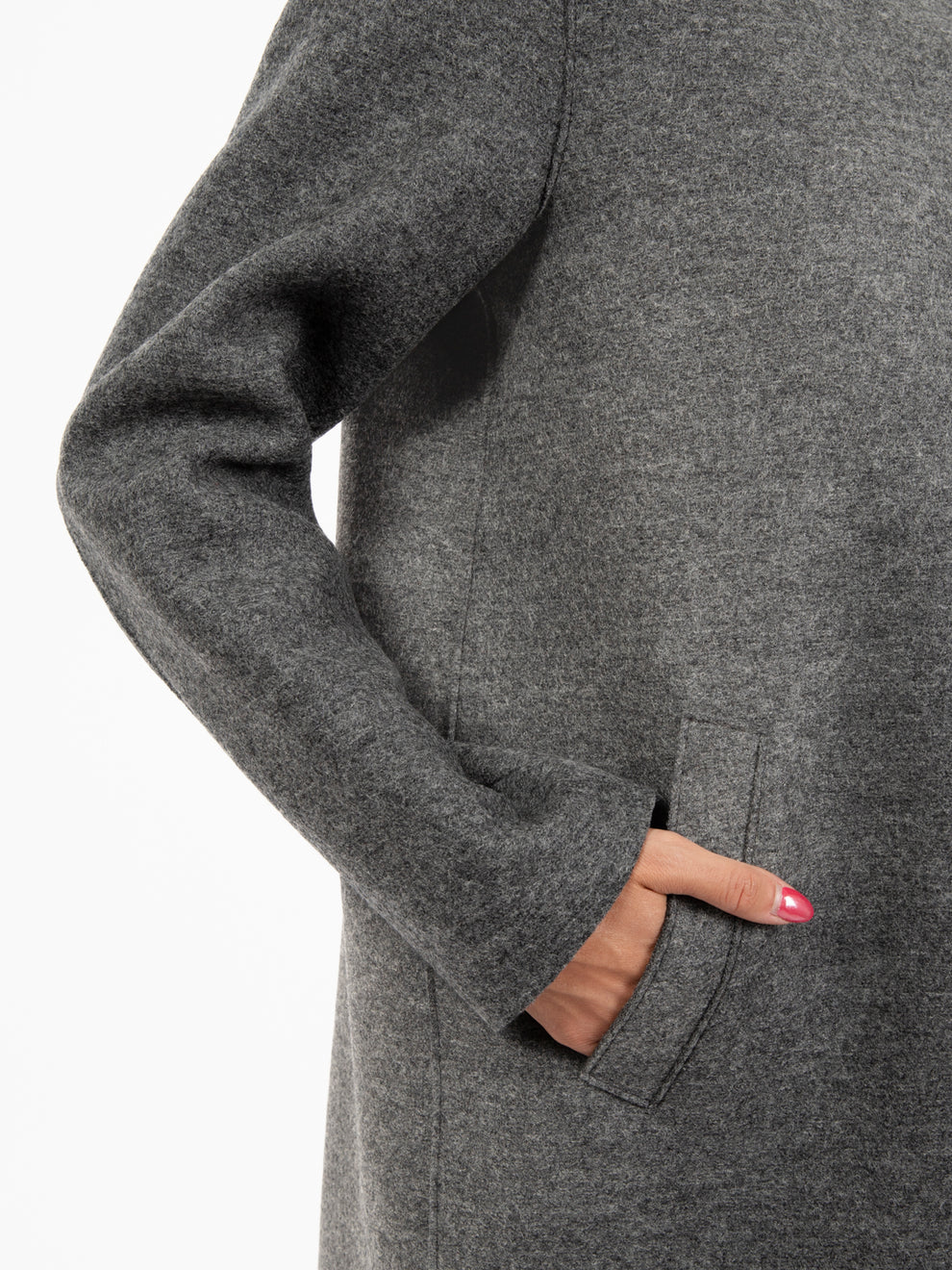 Egg shaped coat pressed wool middle grey