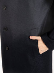 HARRIS WHARF LONDON - Men mac coat pressed wool and polaire dark blue