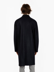 HARRIS WHARF LONDON - Men mac coat pressed wool and polaire dark blue