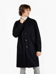 HARRIS WHARF LONDON - Men mac coat pressed wool and polaire dark blue