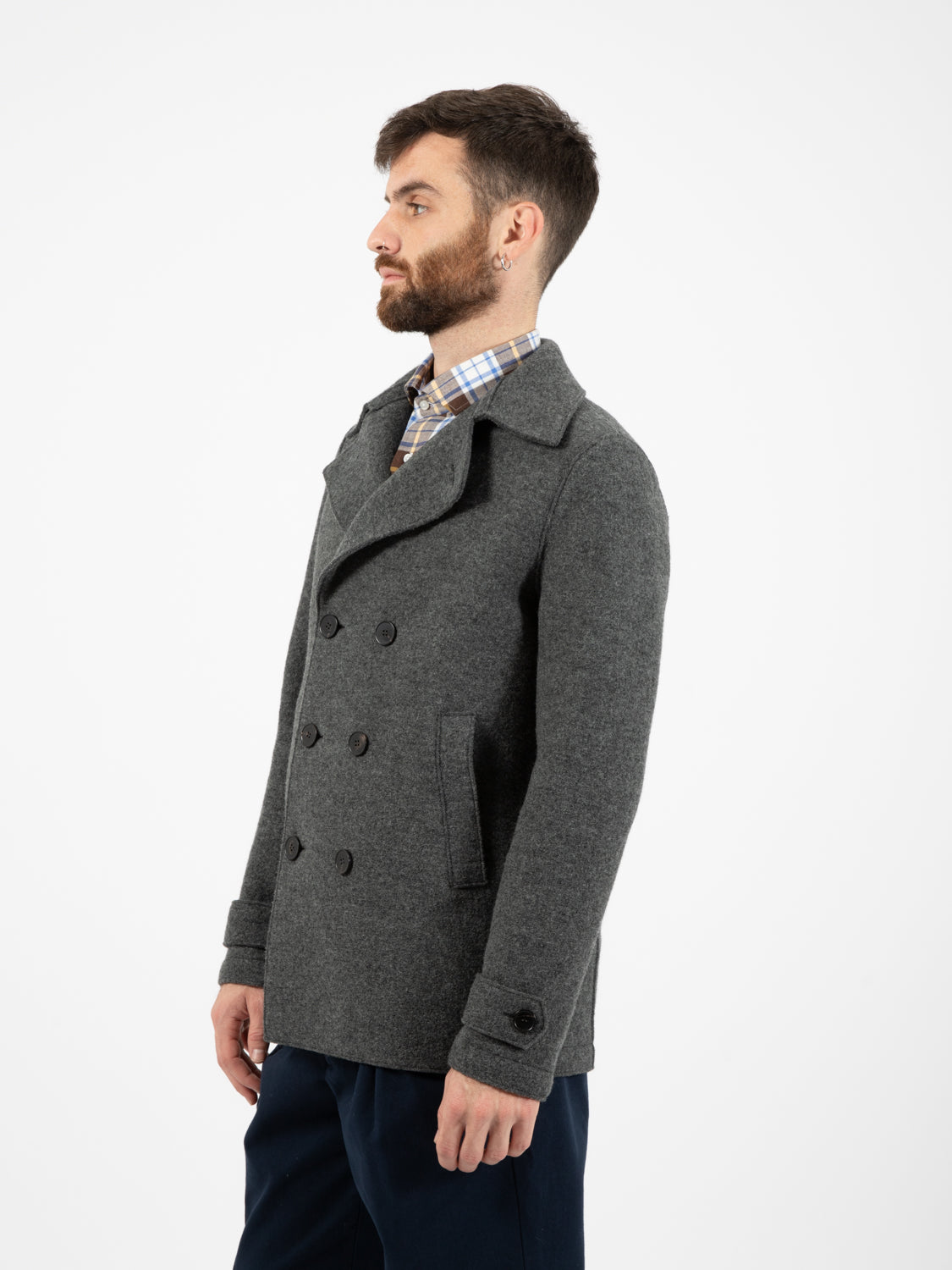 Peacoat boiled wool teddy grey