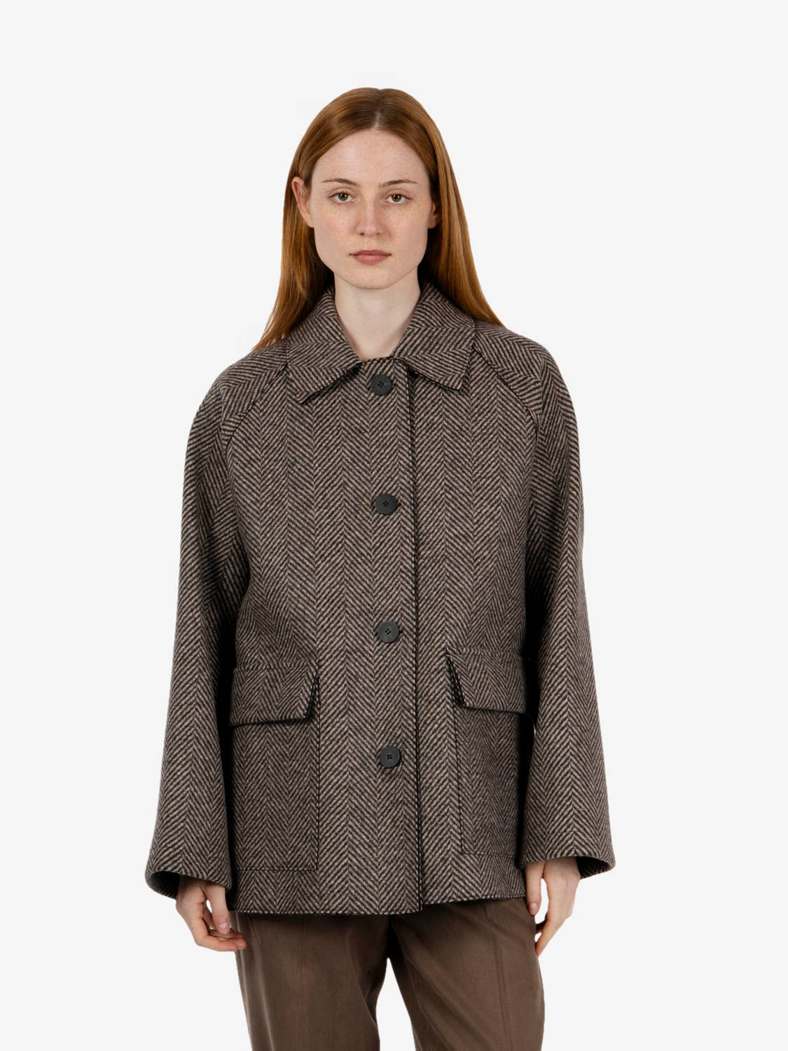 HERRINGBONE COAT CREAM/BROWN HERRINGBONE AH2494MHF_HF0