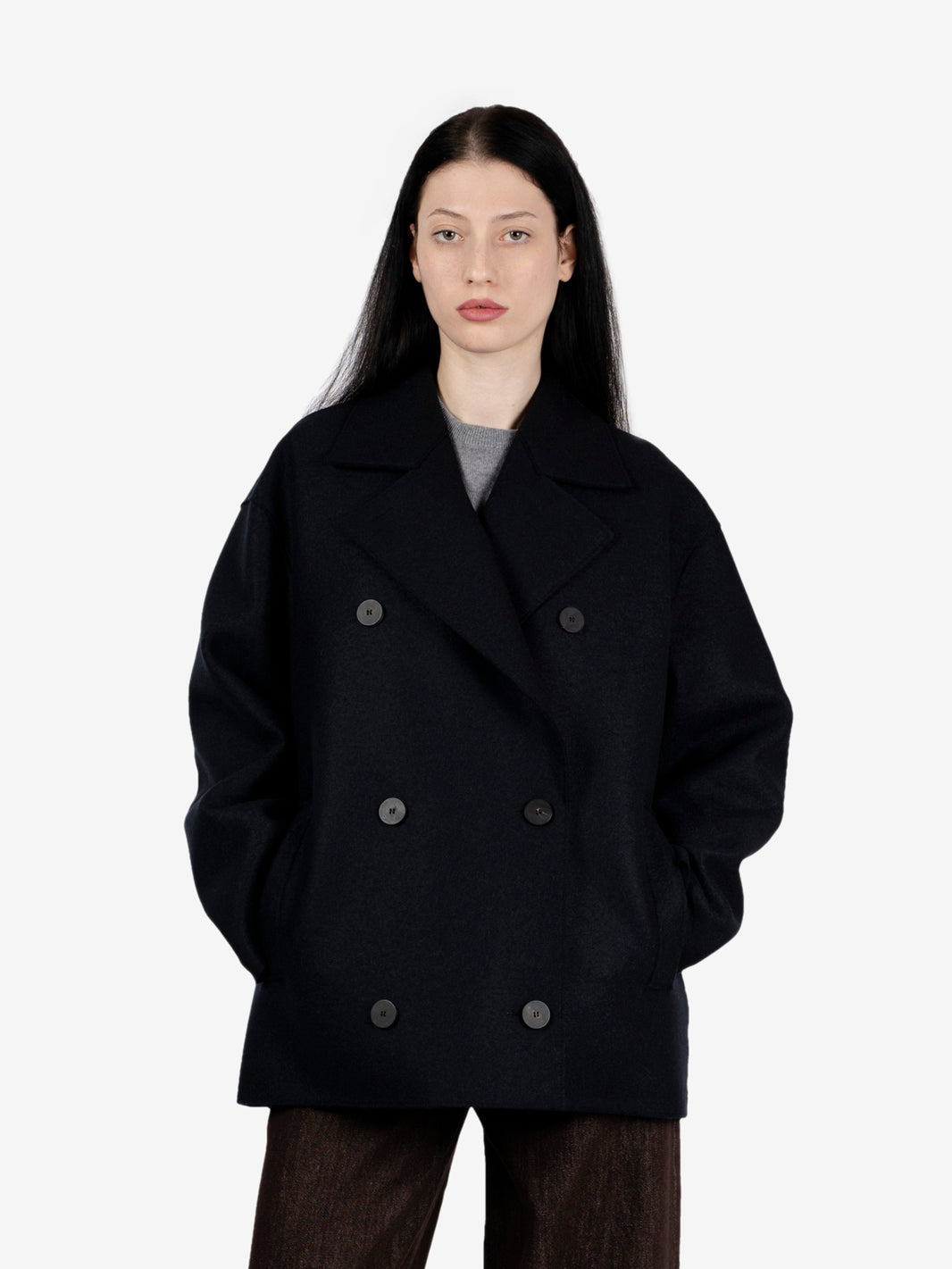 Peacoat in panno pressato blu scuro