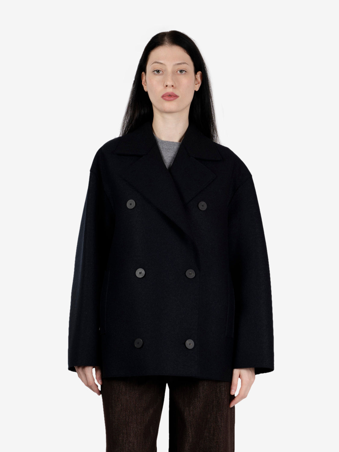 Peacoat in panno pressato blu scuro
