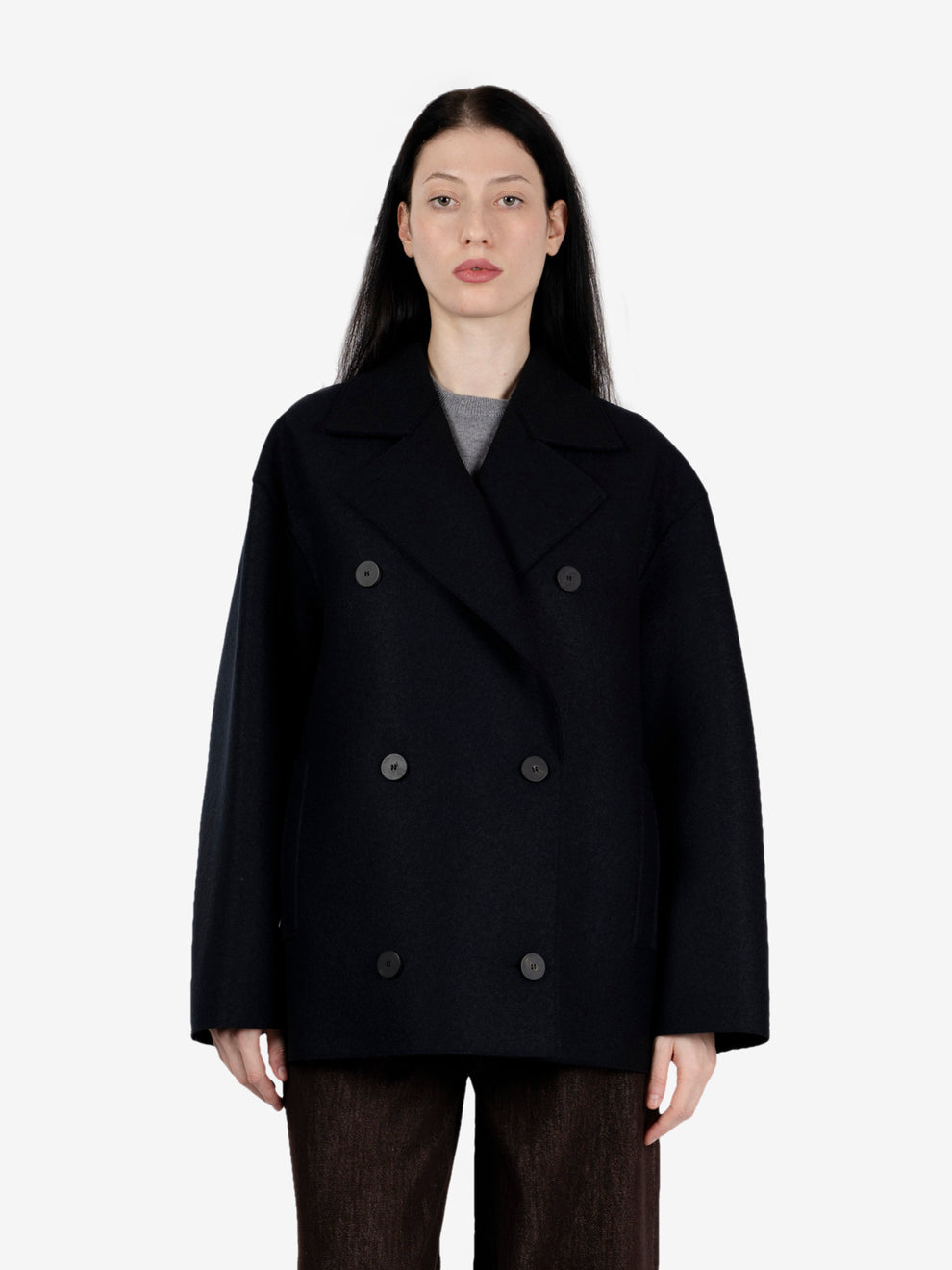 Peacoat in panno pressato blu scuro