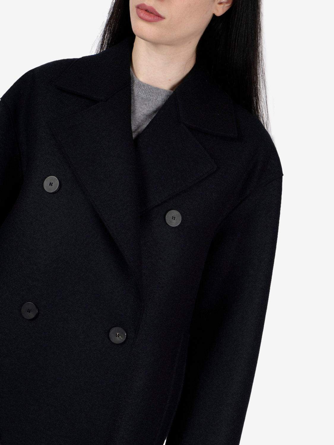 Peacoat in panno pressato blu scuro