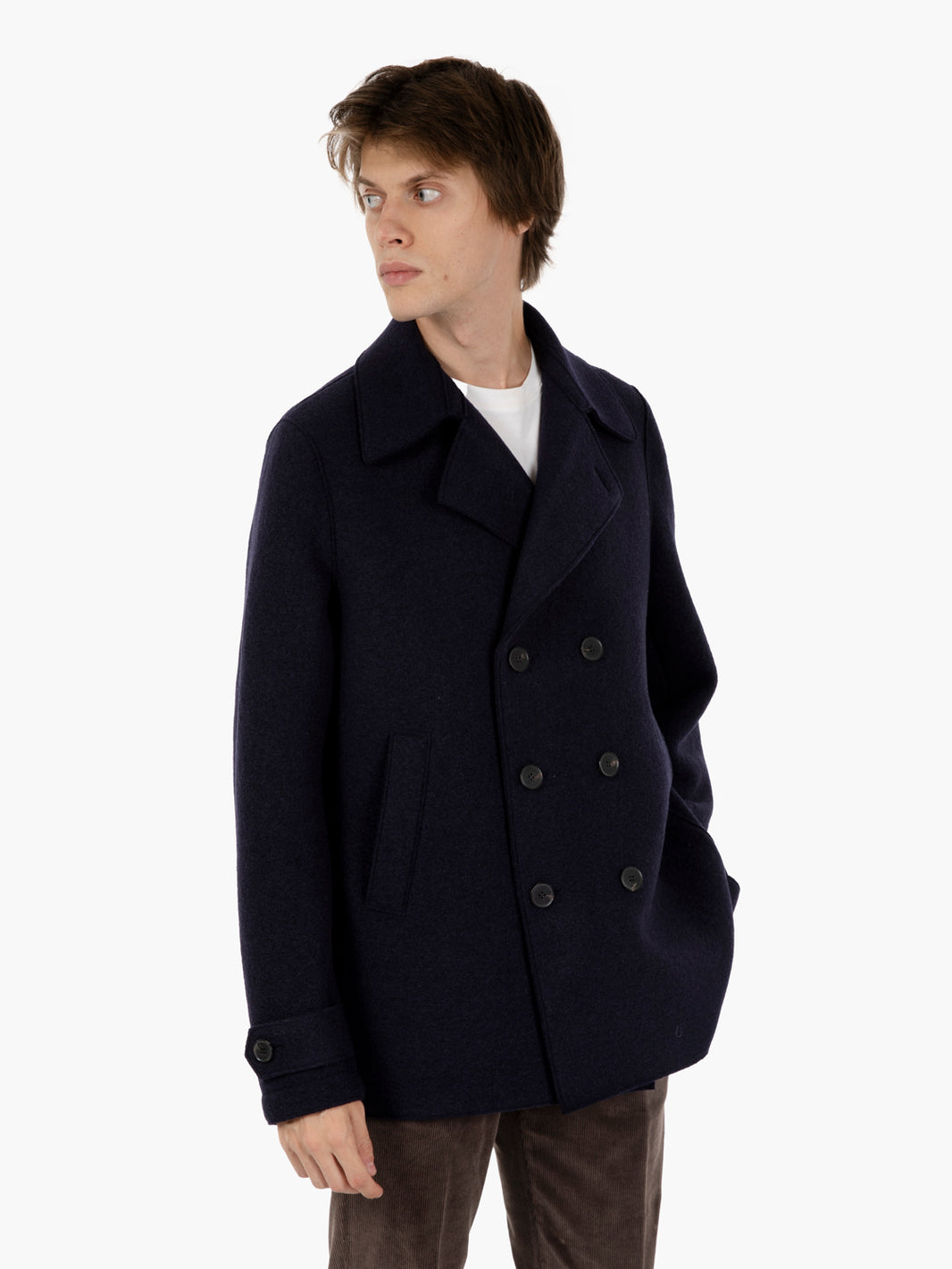 Peacock boiled wool navy