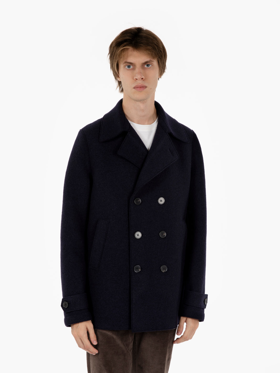 Peacock boiled wool navy