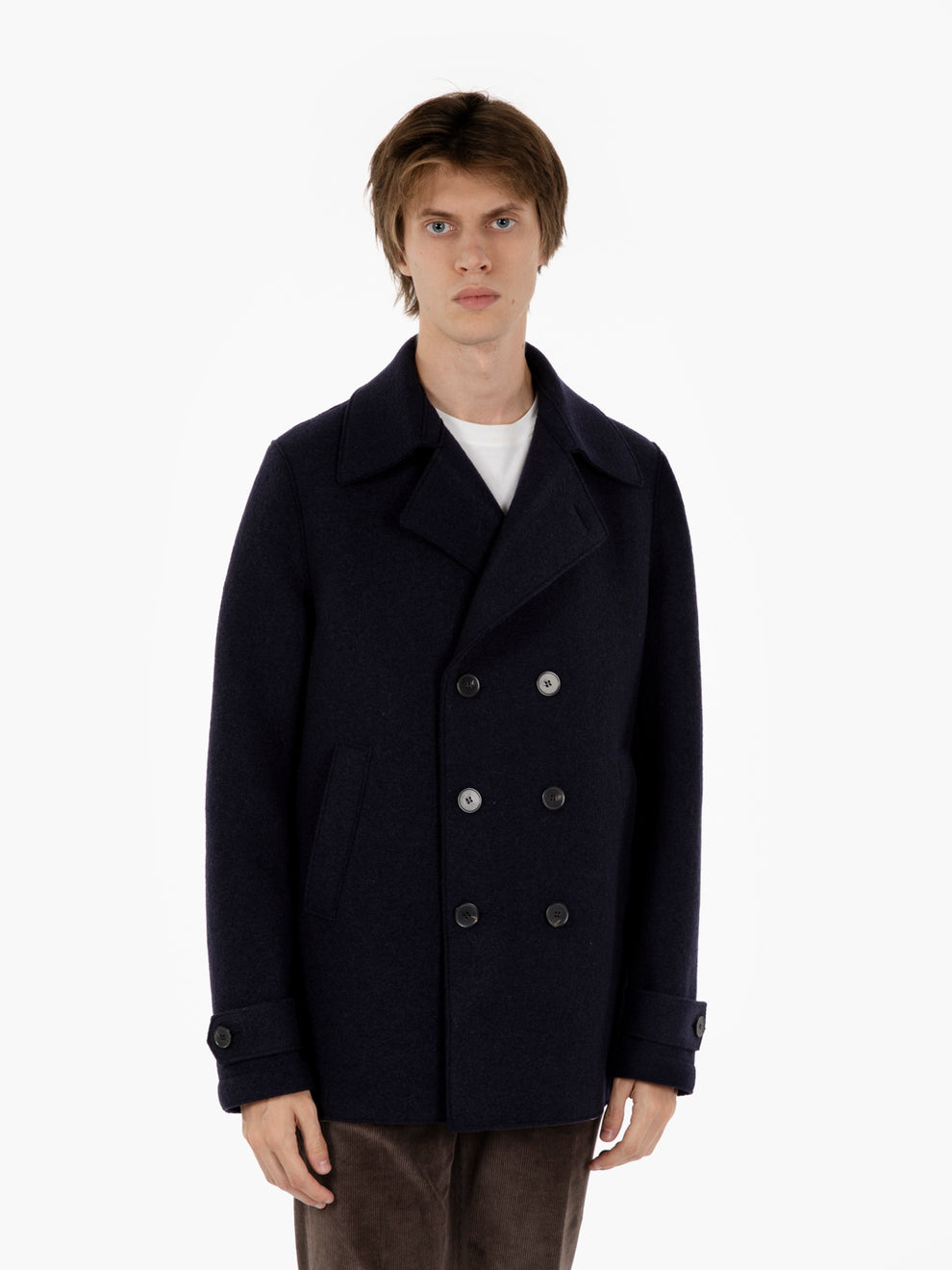 Peacock boiled wool navy