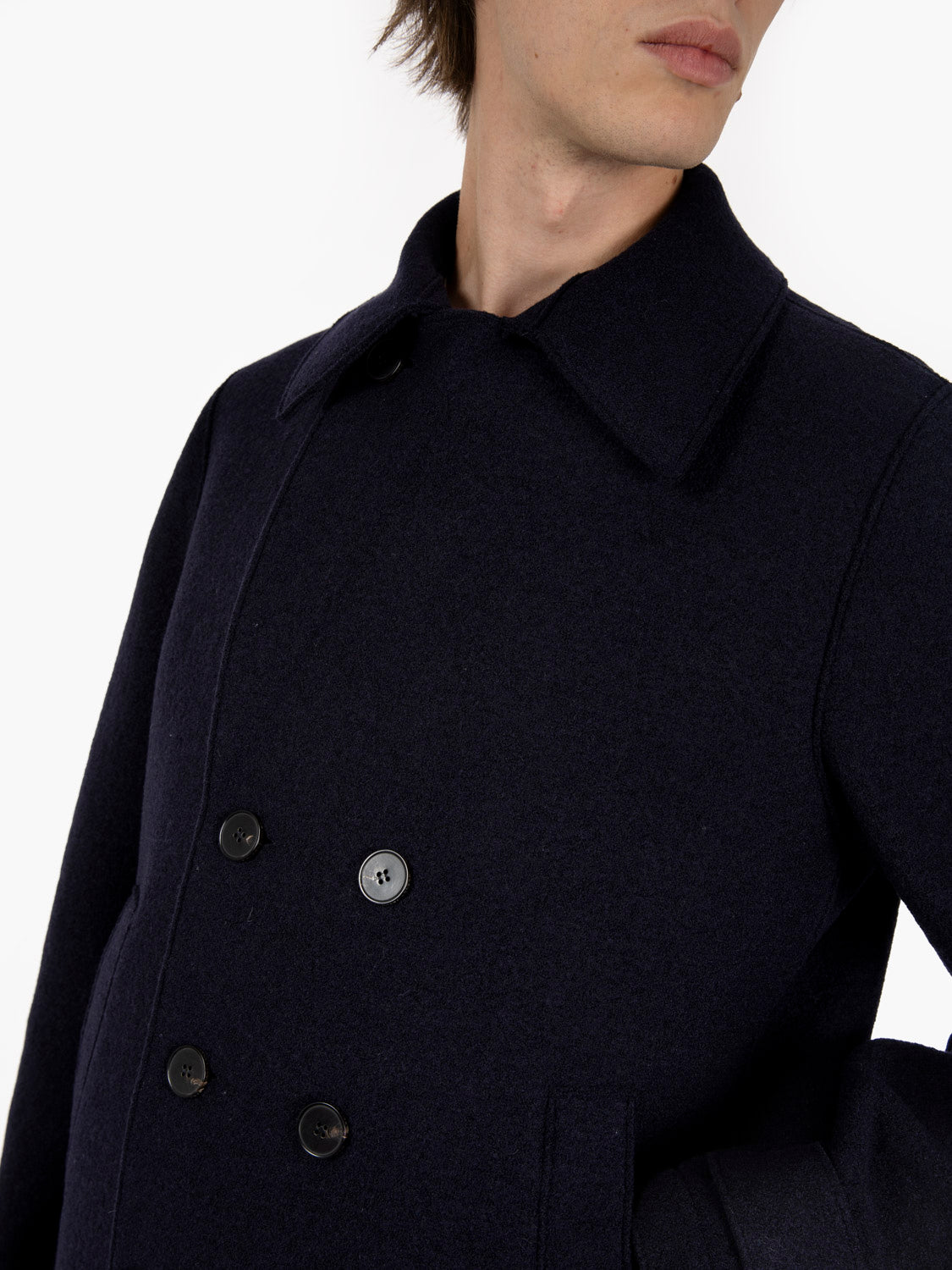 Peacock boiled wool navy