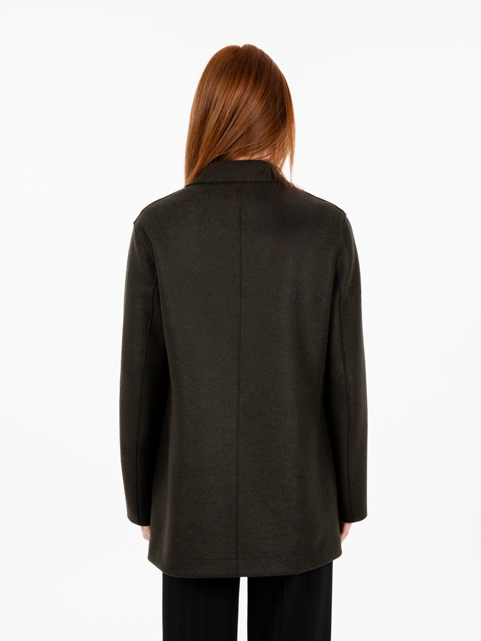 Slouchy peacoat pressed wool dark khaki