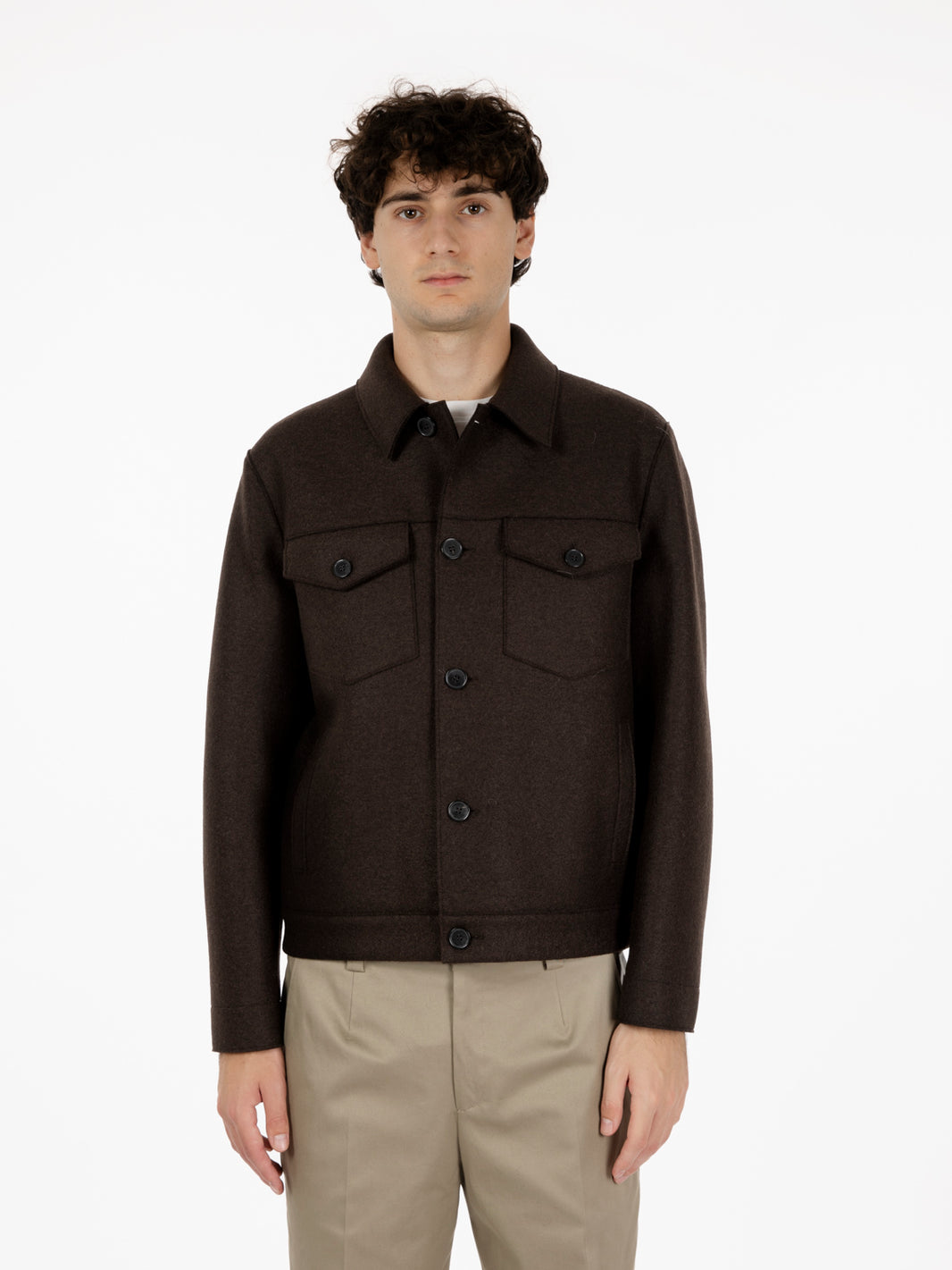Westen jacket pressed wool dark brown