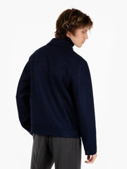 HARRIS WHARF LONDON - Western jacket pressed wool blue moulinè