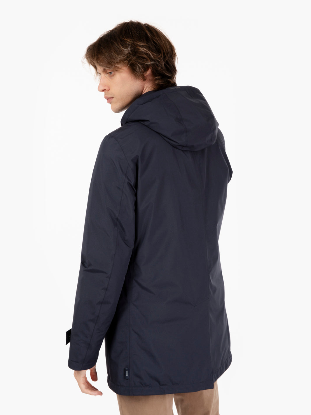Giaccone lungo con cappuccio navy
