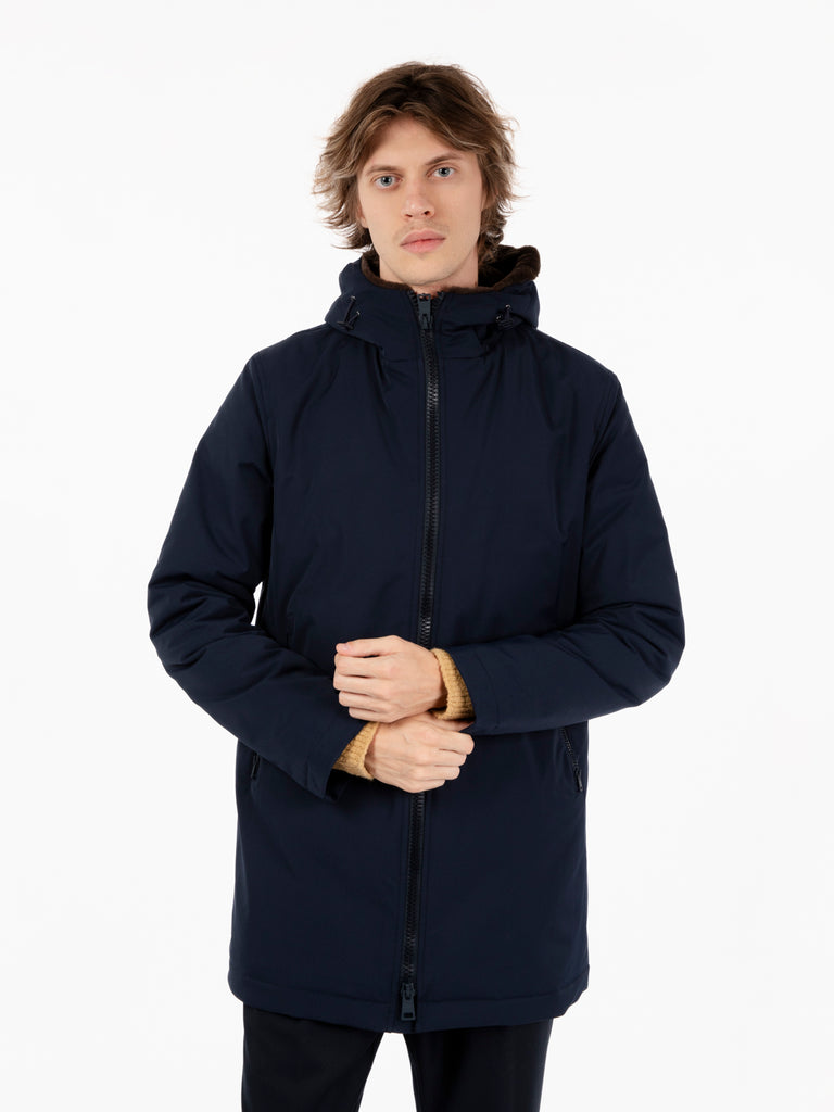 HERNO - Parka interno in ecopelliccia blu